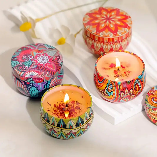 MEDITATION SCENTED ROSE PETALS AND HERBAL OILS CANDLES - SET of 4 - JAG Universal Collection 