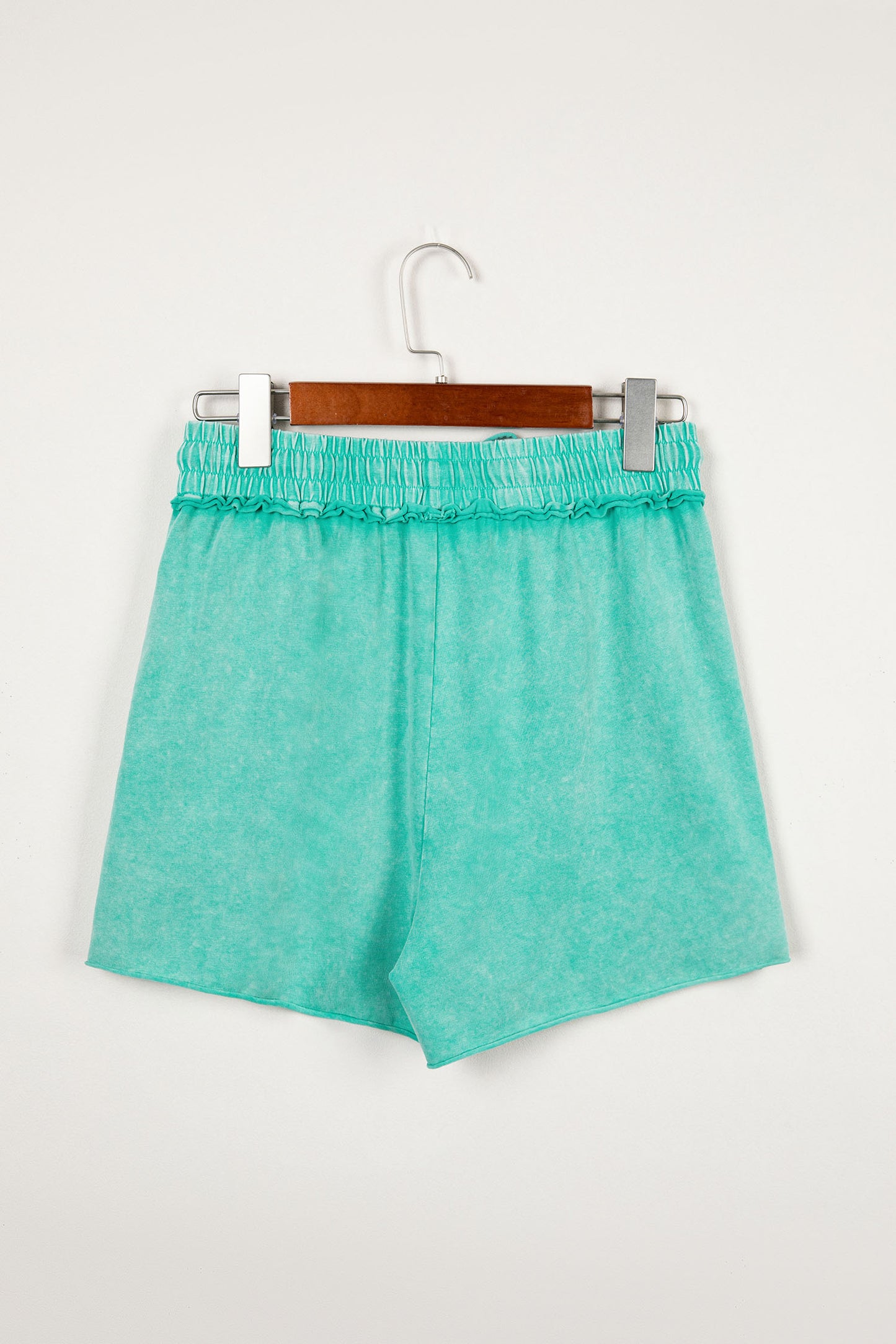 Sea Green Mineral Wash Lounge Shorts – Soft Drawstring Casual Shorts