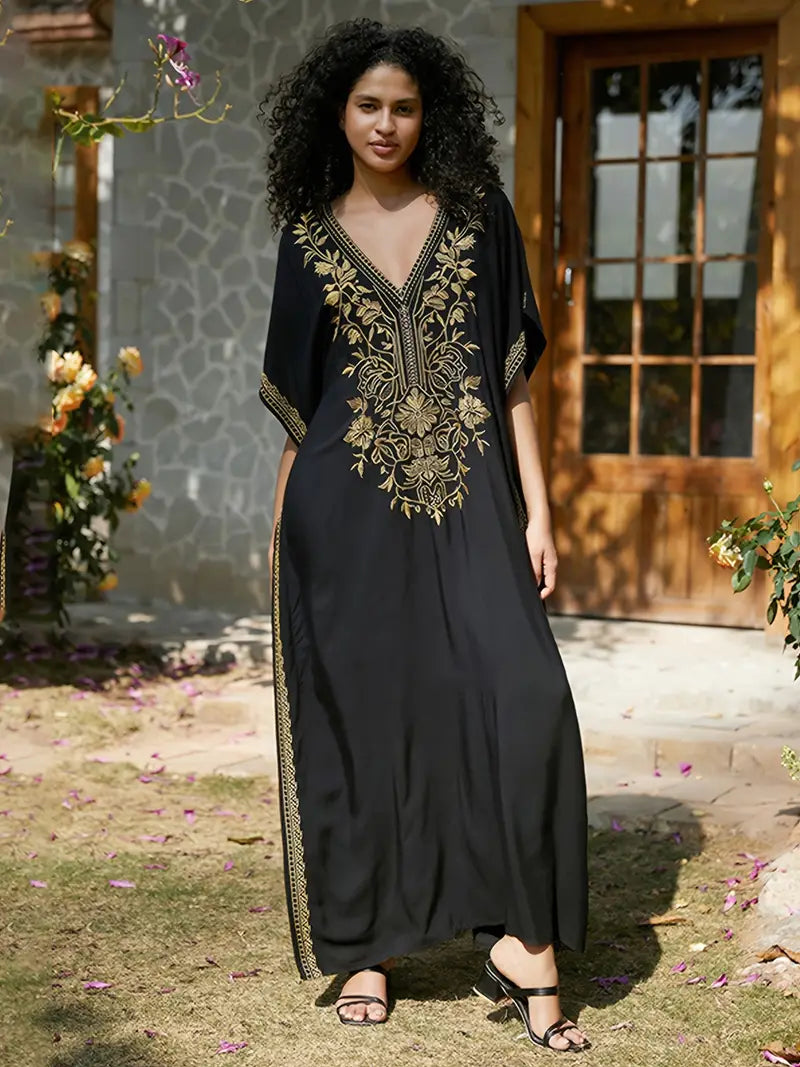 WOMEN'S EMBROIDERED KAFTAN - ONE SIZE LONG DRESS - JAG Universal Collection 