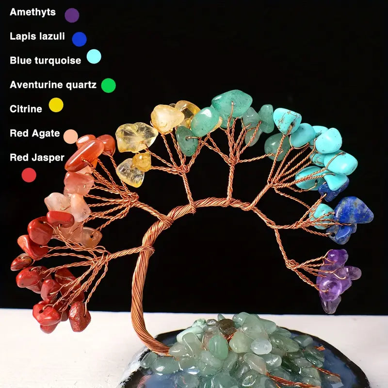 SEVEN CHAKRA GEMSTONE TREE OF LIFE DECOR