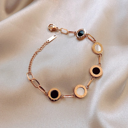 Luxury Famous Brand Jewelry Rose Gold Stainless Steel Roman numerals Bracelets & Bangles Female Charm Bracelet For Women