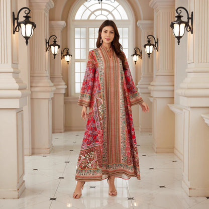 Dubai Inspired Women's Printed Abaya Dress