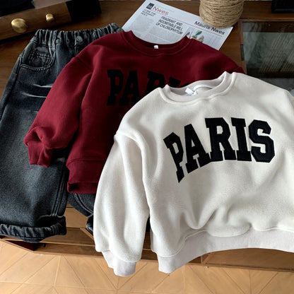 One piece fleece hoodie versatile top for children