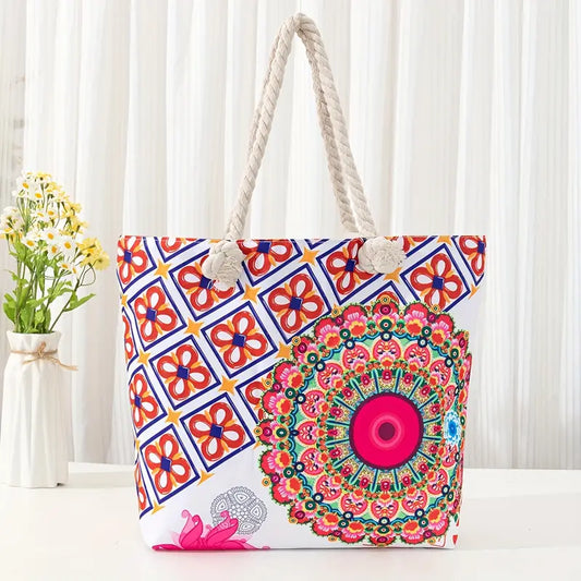 COLORFUL MANDALA PRINT LARGE TOTE BAG - JAG Universal Collection 