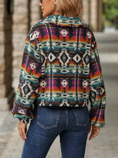 Women's Geometric Balloon Sleeve Jacket | Southwestern Boho Shacket