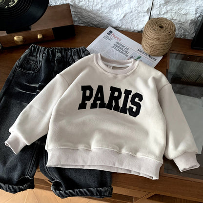 One piece fleece hoodie versatile top for children
