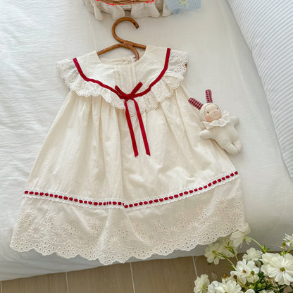 Lace Princess Dress Sleeveless Ruffled Skirt for Kids