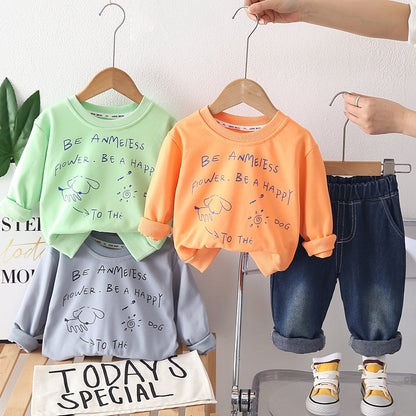 Two piece round neck hoodie set for children