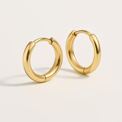 18K Gold PVD Mini Huggie Hoop Earrings – 10mm Classic Everyday Hoops