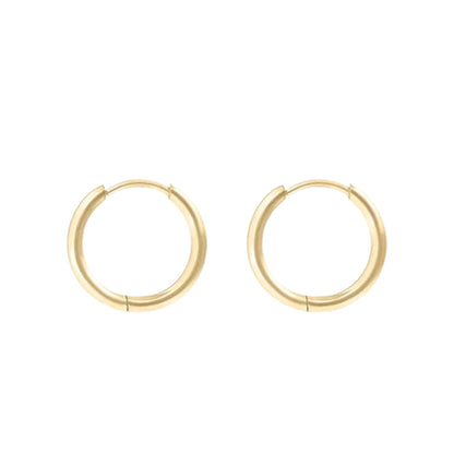 Classic Gold PVD 316L Surgical Stainless Steel Huggie Hoop Earrings – Hypoallergenic, Lightweight (12mm)