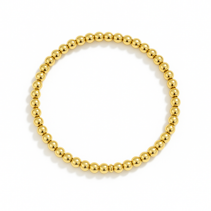 18K Gold PVD 5mm Beaded Stretch Bracelet | Non-Tarnish Everyday Jewelry