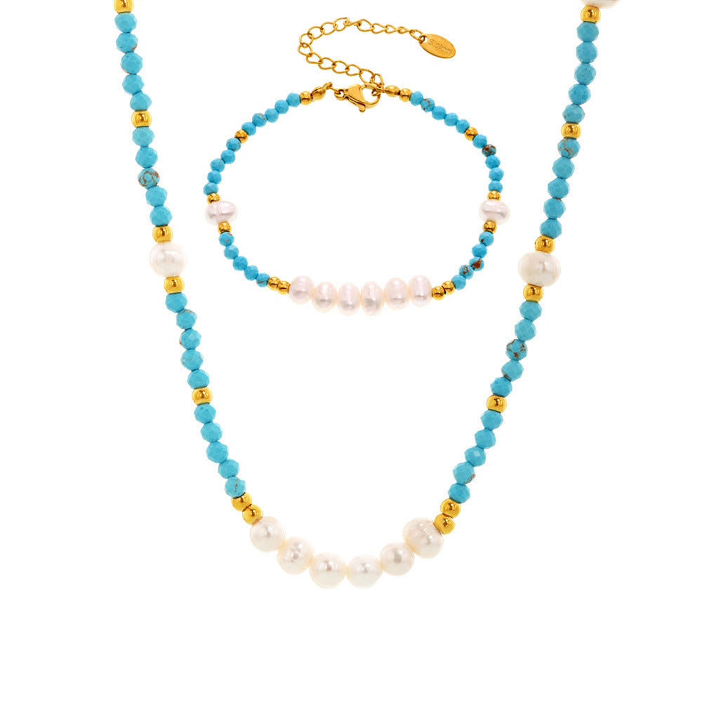 Coastal Turquoise & Freshwater Pearl Jewelry Collection | Necklace or Bracelet