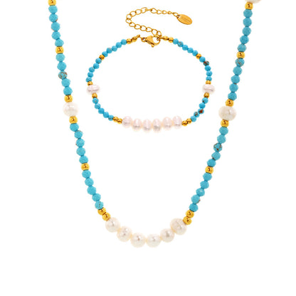 Coastal Turquoise & Freshwater Pearl Jewelry Collection | Necklace or Bracelet