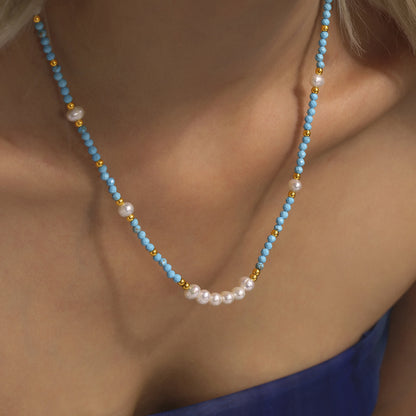 Coastal Turquoise & Freshwater Pearl Jewelry Collection | Necklace or Bracelet