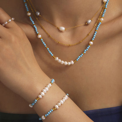 Coastal Turquoise & Freshwater Pearl Jewelry Collection | Necklace or Bracelet