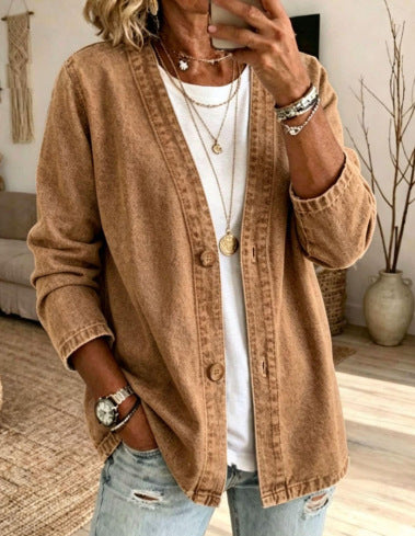 Vintage Boho Sun & Floral Print V-Neck Long Sleeve Tunic Top