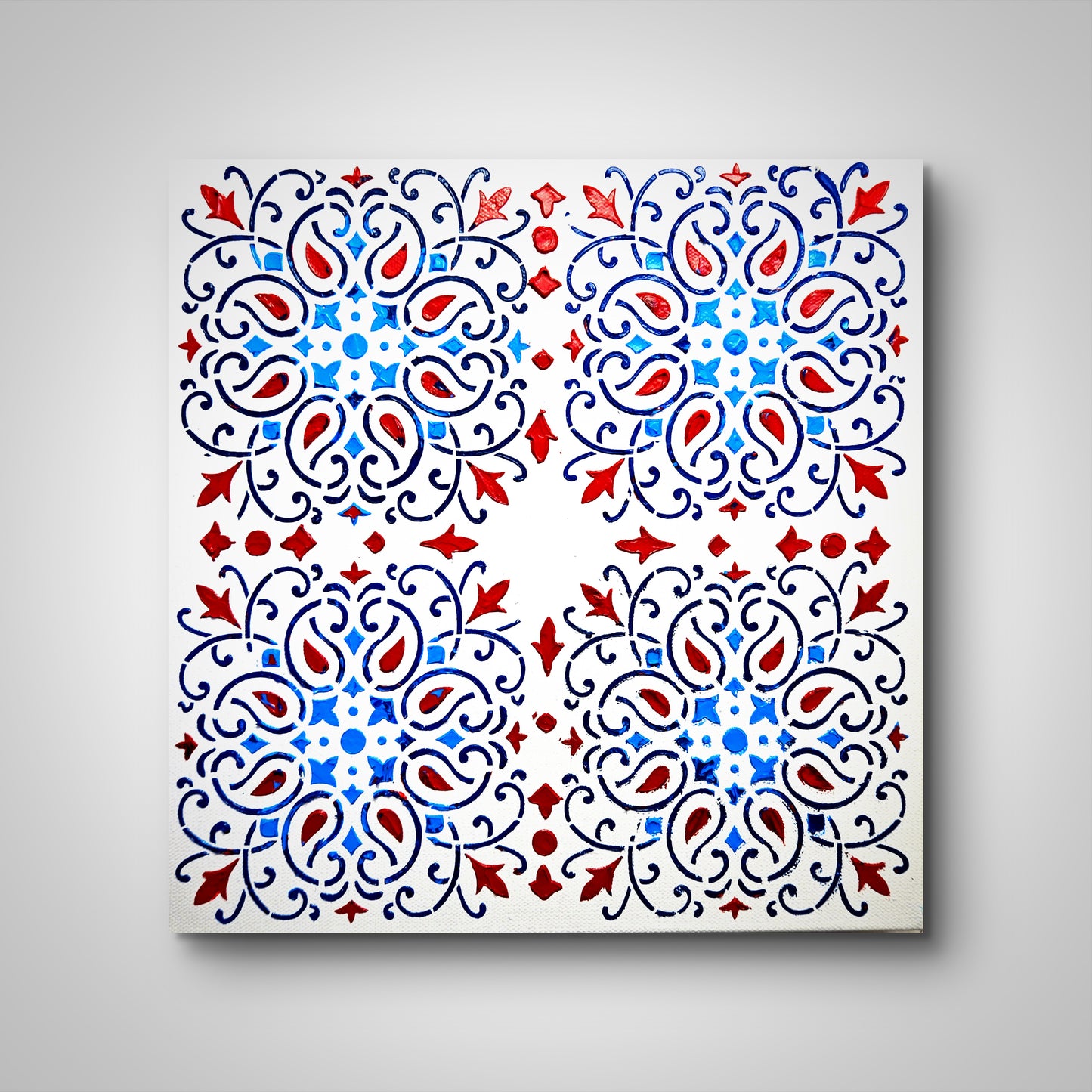 Scarlet Mosaic - Original Wall Art on Gallery Wrapped Canvas