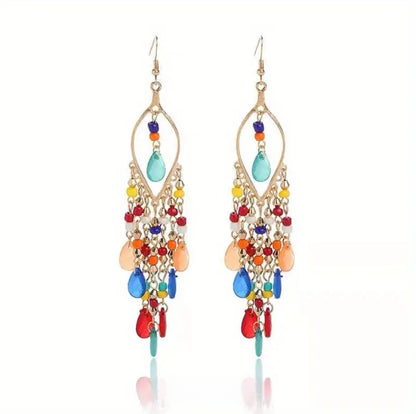 BOHEMIAN STYLE BEADED DANGLE EARRINGS