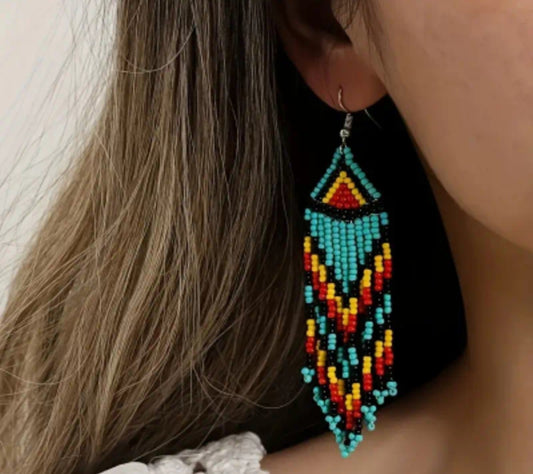 BEAUTIFUL BOHEMIAN BEADED EARRINGS - HANDCRAFTED
