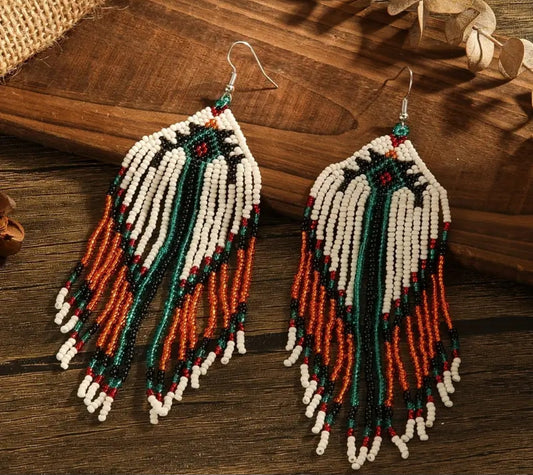 BEAUTIFUL BOHEMIAN BEADED EARRINGS - HANDCRAFTED