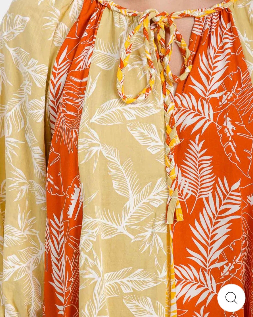 WOMEN'S 3/4 SLEEVE V-NECK LEAF PRINT TUNIC BLOUSE - JAG Universal Collection 