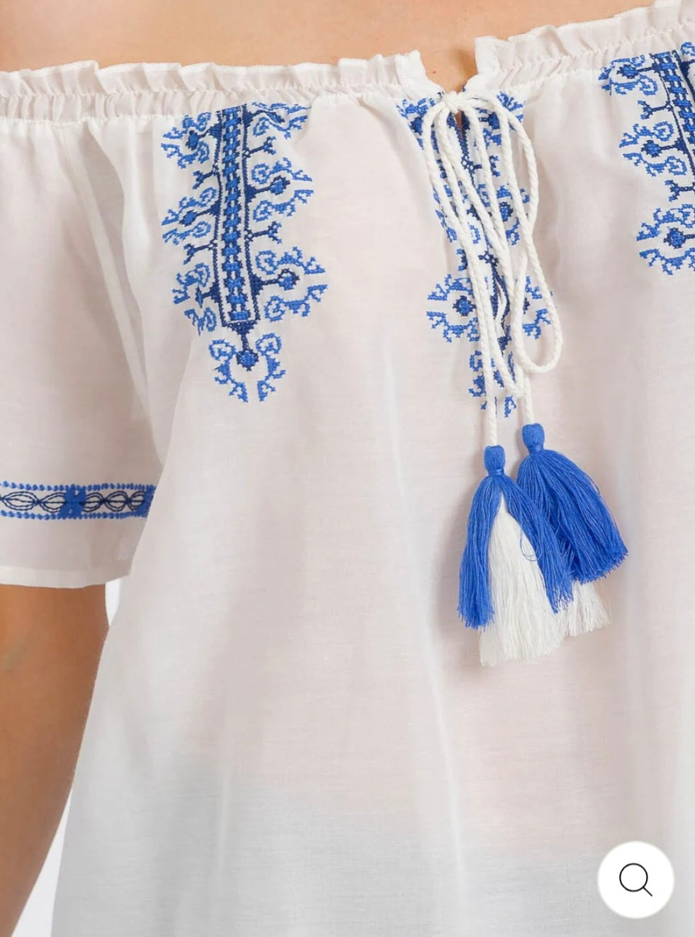 WOMEN'S SHORT SLEEVE EMBROIDERY DETAILED BLOUSE - JAG Universal Collection 