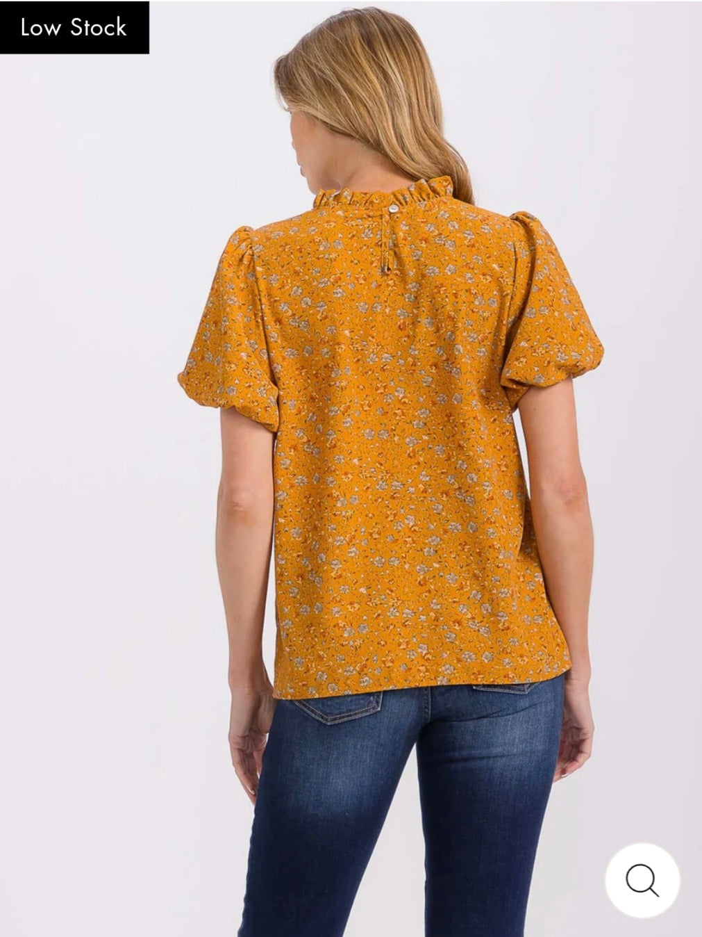 WOMEN'S SHORT PUFF SLEEVE MOCK NECK FLORAL BLOUSE - JAG Universal Collection 