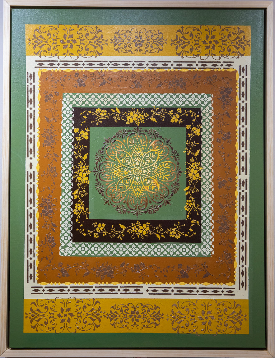 Desert Blossom Mosaic - 40" x 30" Mixed Media Painting