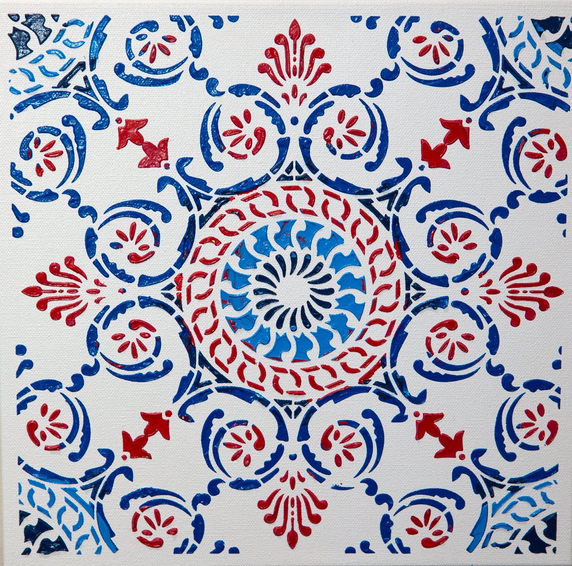 Moroccan Bloom – 12" x 12" Mixed Media on Canvas