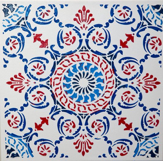 Moroccan Bloom – 12" x 12" Mixed Media on Canvas