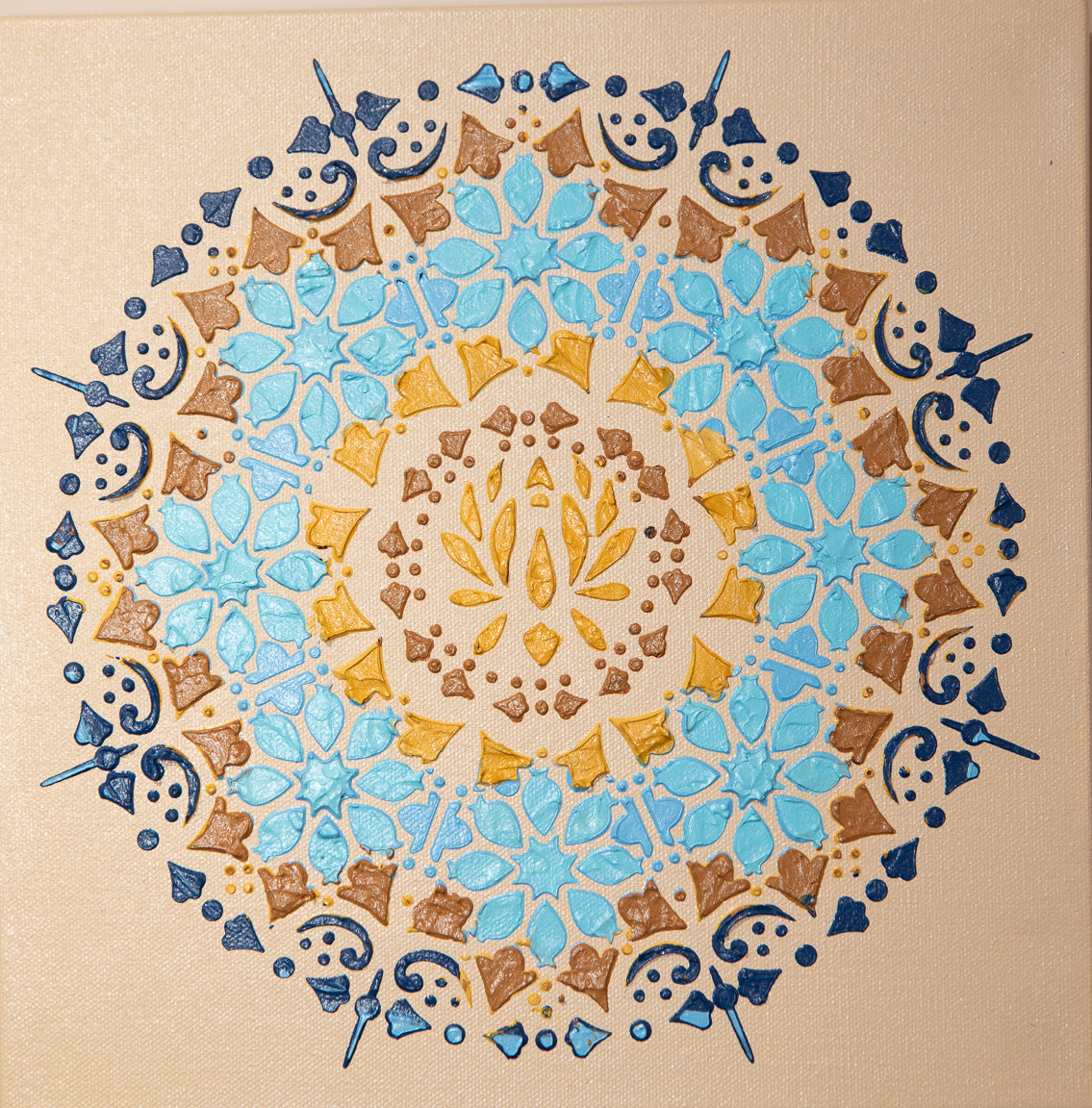 Golden Serenity – 12" x 12" Mixed Media on Canvas