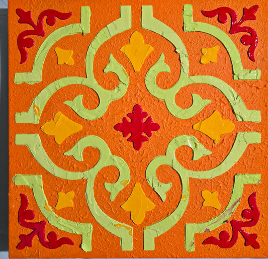 Moroccan Tile III – 12" x 12" Gallery Canvas - Mixd Media