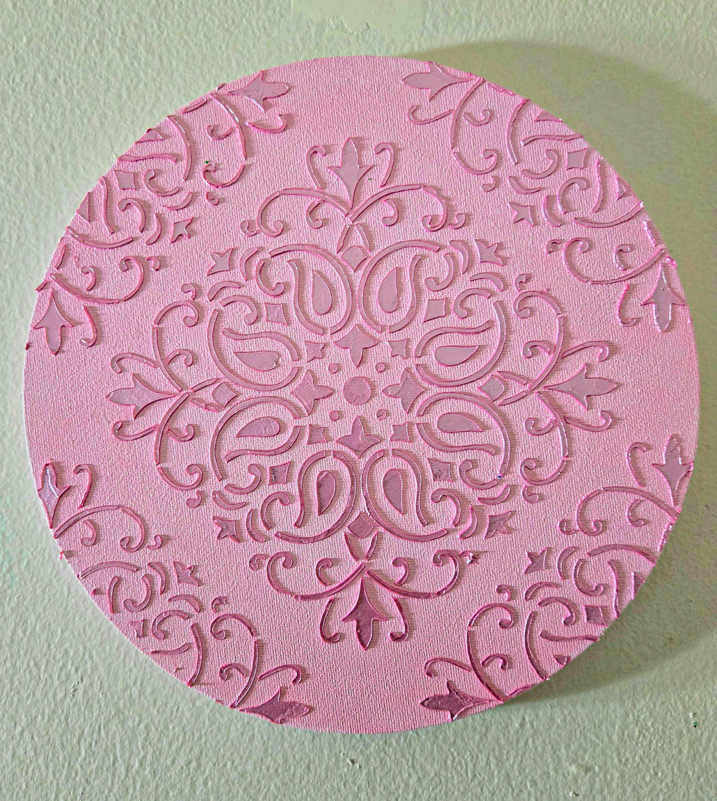 Rose – 8" Round Canvas - Mixed Media