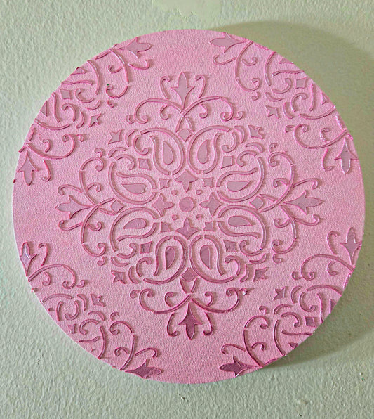 Rose – 8" Round Canvas - Mixed Media