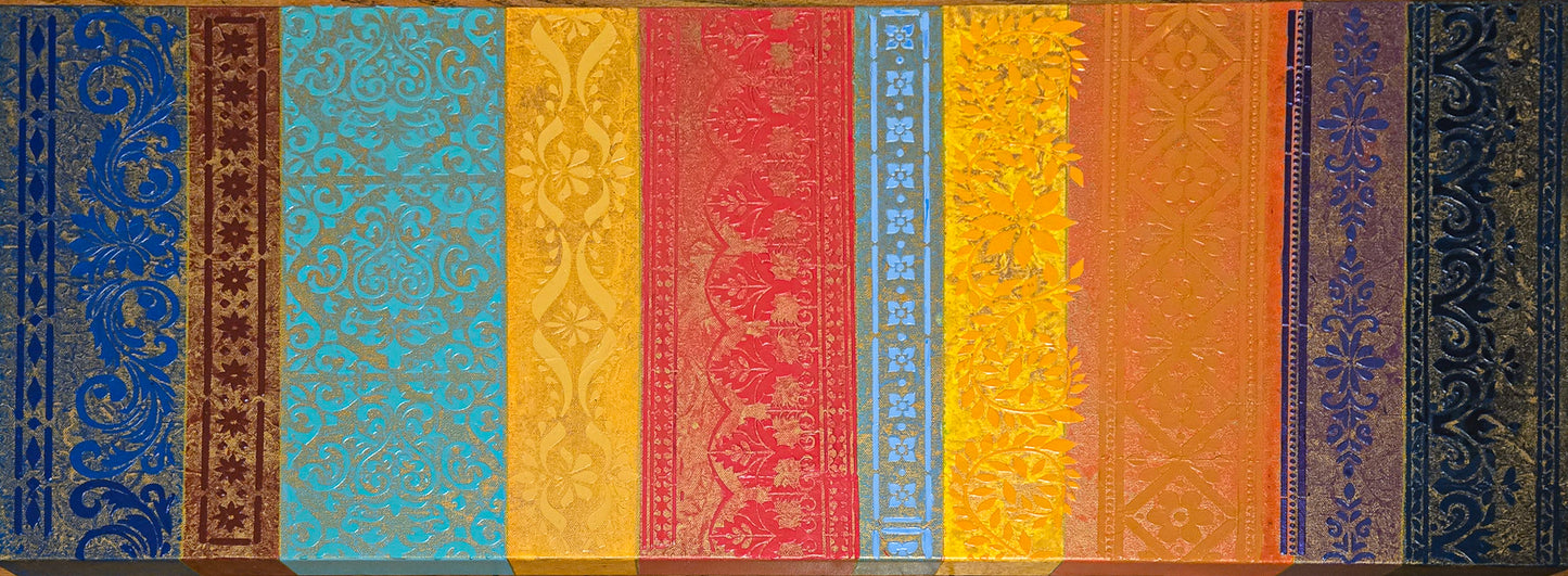 Threads of a Timeless World – 36"x14" Gallery Canvas - Mixed Media