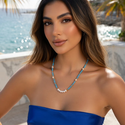 Coastal Turquoise & Freshwater Pearl Jewelry Collection | Necklace or Bracelet