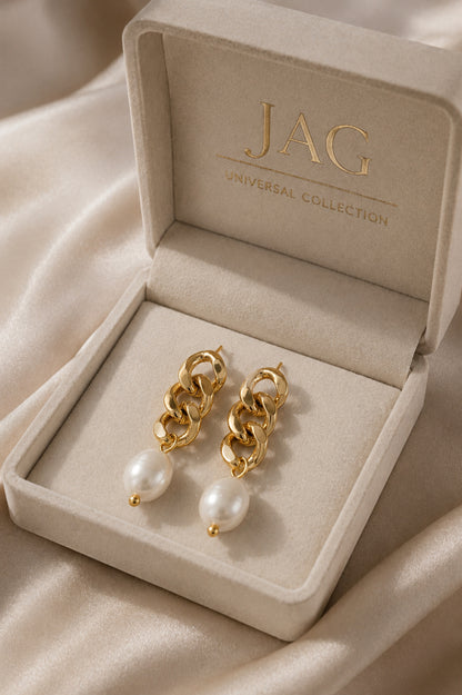 18K Gold-Plated Stainless Steel Freshwater Pearl Drop Earrings