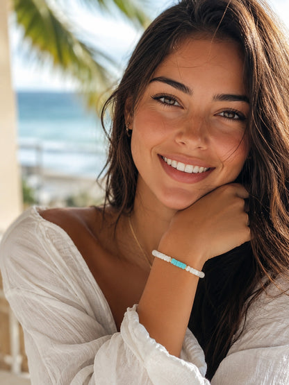 Turquoise & Mother of Pearl Stretch Bracelet