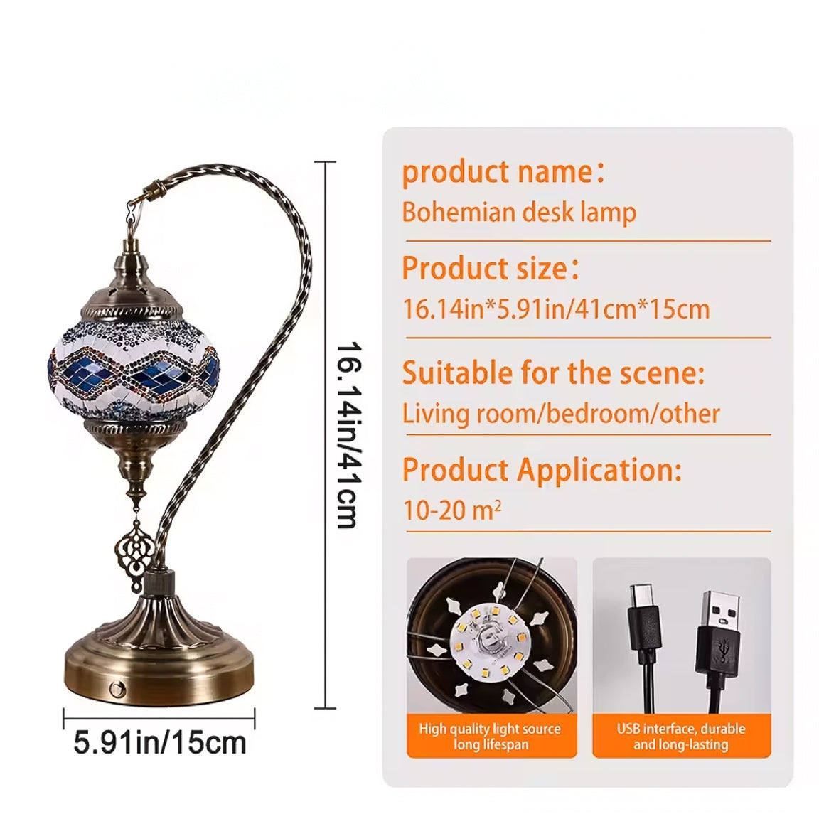 TURKISH MOSAIC SWAN NECK LAMPS