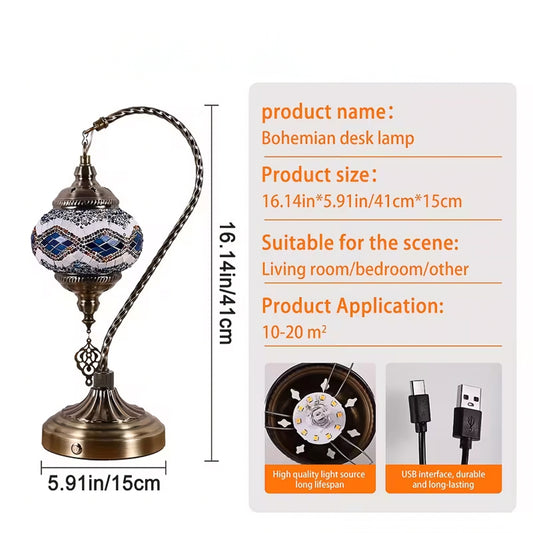 TURKISH MOSAIC SWAN NECK LAMPS