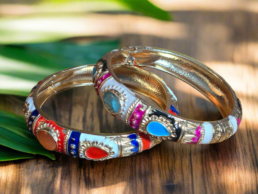 INDIAN KUNDAN HANDCRAFTED BRACELETS -SET OF 2 - JAG Universal Collection 