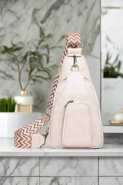 PU Leather Sling Bag – Lightweight Crossbody Chest Bag for Travel