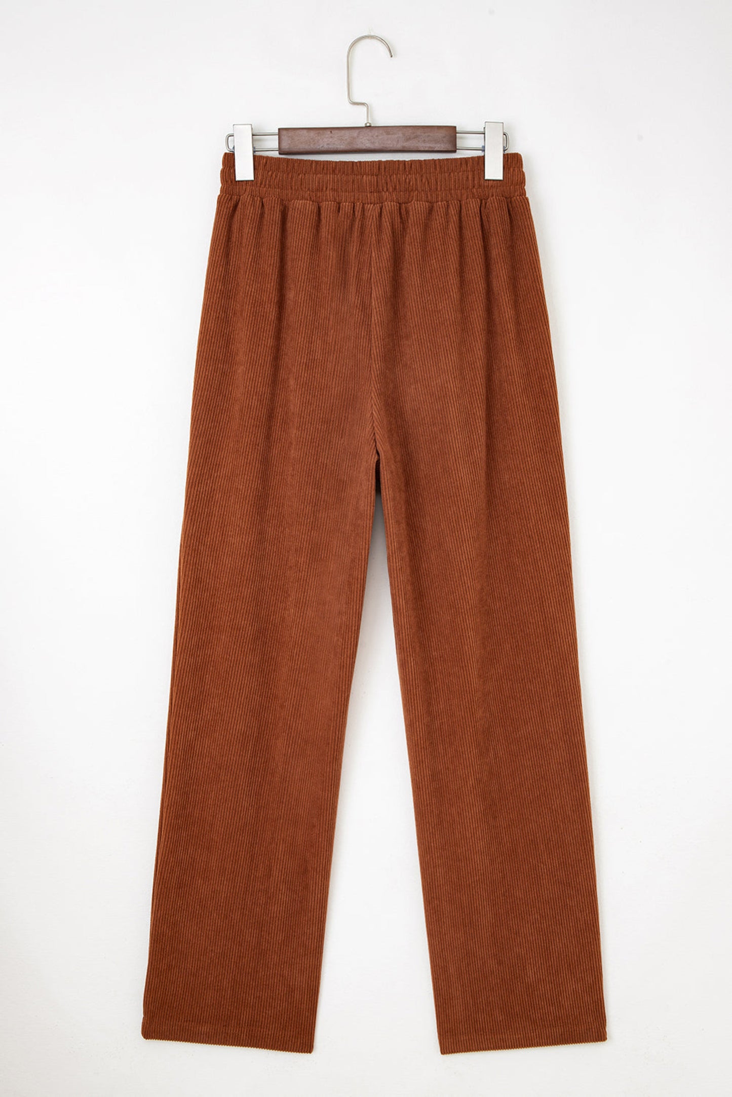 Women’s Corduroy Drawstring Lounge Pants – High-Waisted Soft Casual Trousers Chestnut