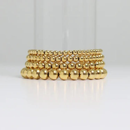 18K Gold PVD 5mm Beaded Stretch Bracelet | Non-Tarnish Everyday Jewelry
