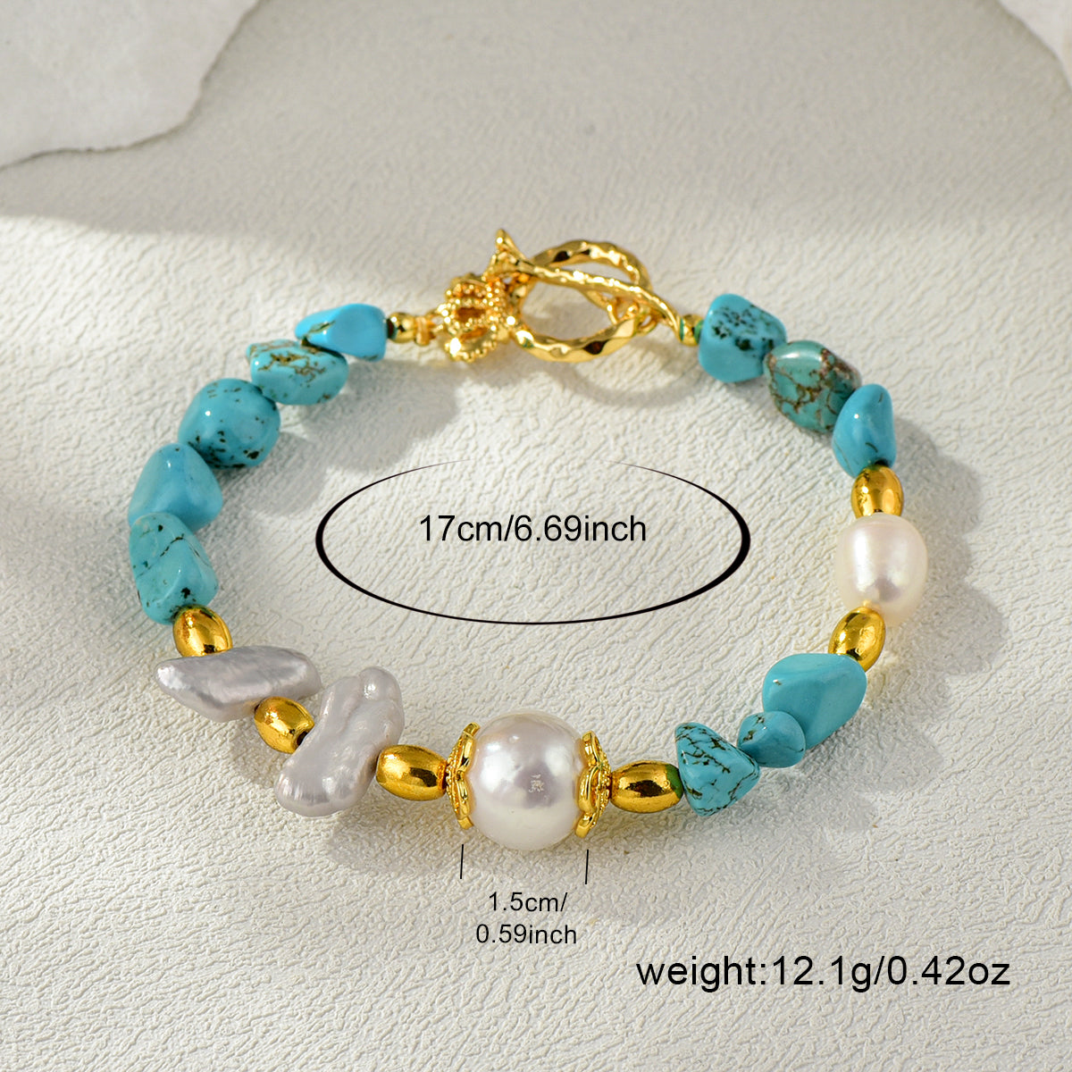 Ocean Breeze Real Freshwater Pearl & Turquoise Bead Necklace & Bracelet | 14K Gold-Plated Jewelry