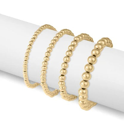 18K Gold PVD 5mm Beaded Stretch Bracelet | Non-Tarnish Everyday Jewelry