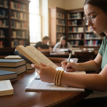 18K Gold PVD 5mm Beaded Stretch Bracelet | Non-Tarnish Everyday Jewelry