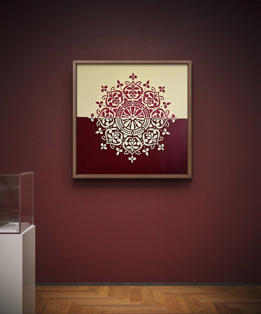 HAND PAINTED TEXTURED MANDALA ART - BURGUNDY - JAG Universal Collection 