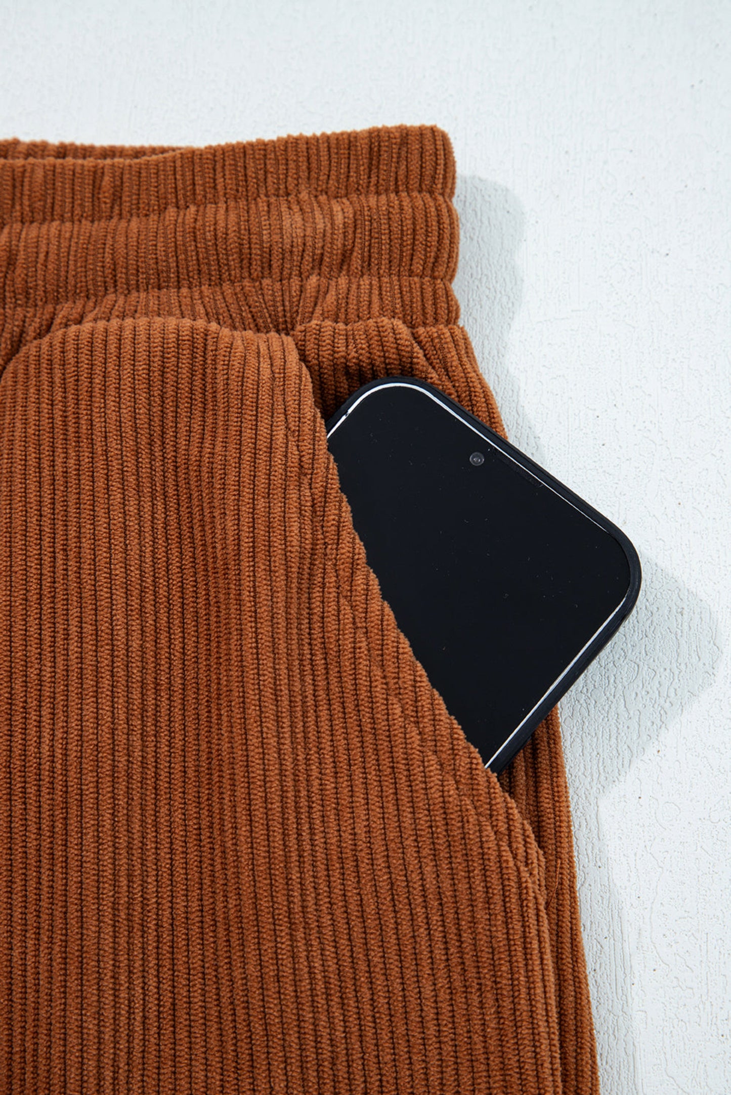 Women’s Corduroy Drawstring Lounge Pants – High-Waisted Soft Casual Trousers Chestnut