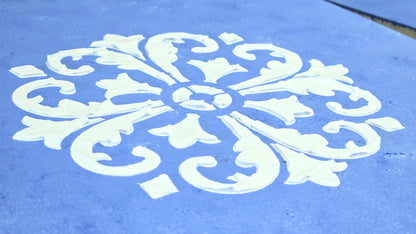 Azure Folk Tiles – 12" x 12" Mixed Media Wooden Panel Set - SOLD